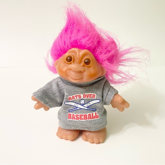 Vintage 1986 Baseball Dam Troll Bats Over Baseball Doll - Picture 1 of 16